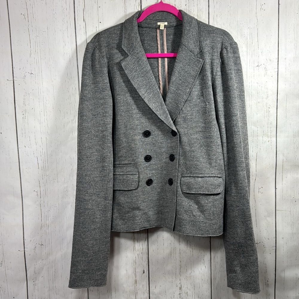 J.Crew Wool Blazer Jacket Gray Double Breasted Classic Workwear Minimalist - Picture 5 of 16